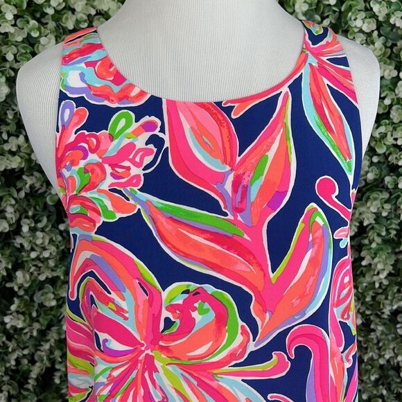 Lilly Pulitzer Resort Navy Banana Flambé Silk Jackie Shift Dress XS - Picture 6 of 11